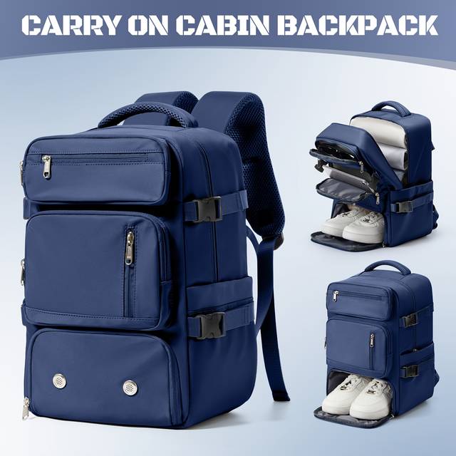 TEMU Flight Friendly Backpack Ryanair Suitable 40*20*25cm Carry-on Bag With Multiple Pockets, Adjustable Shoulder Straps, Tablet Compartment & Shoe Storage For Hiking, Travel, Casual Use
