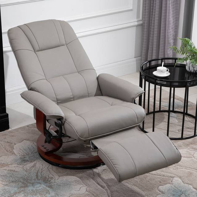TEMU Manual Recliner Chair Armchair Sofa With Leather Upholstered Wooden Base For Living Room Bedroom