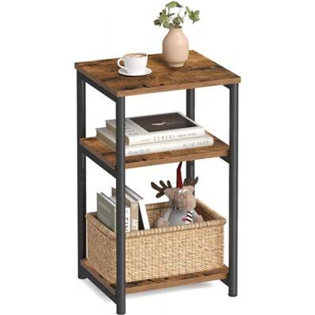 SHEIN Sofa Side Table, 3-Tier End Table, Bedside Table With Steel Frame, For Living Room, Bedroom, Home Office, Industrial Style, Rustic Brown