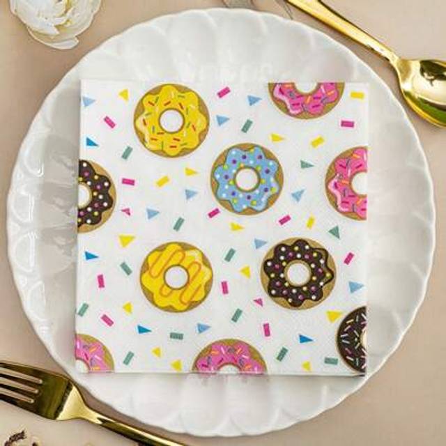 SHEIN 20/40pcs Donut Party Napkins - Suitable For Celebrations, Birthday Celebrations, Coffee Shops, Picnics & Family Gatherings, Showers, Family Gatherings