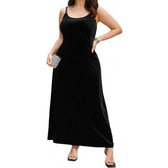SHEIN Women&#39;s Plus-Size Halter Floor-Length Dress Sexy Vintage Velvet Halter Skirt Long Dress