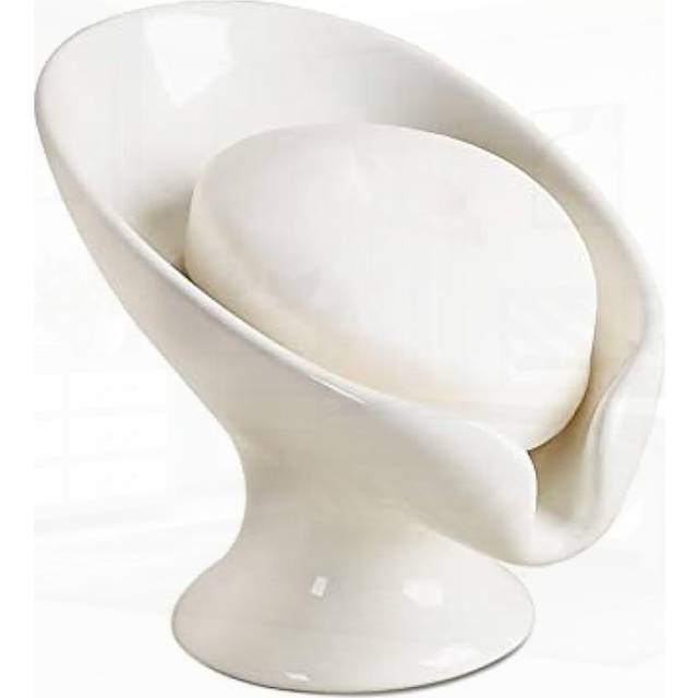 TEMU Chic White Ceramic Leaf-shaped Self-draining Soap Dish Holder – Elegant Bar Soap Organizer For Bathroom, Kitchen, And Shower – Easy To Clean, Keeps Soap Dry And Fres