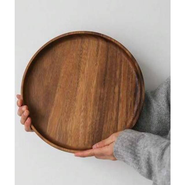 SHEIN 4 Sizes Acacia Wood Round Tray, Kitchen Dining Table Decor Wooden Platter, Suitable For Coffee Table And Home Decor