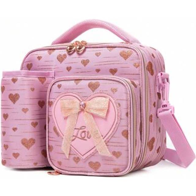 SHEIN Girls Kids Lunch Bag Low And Bow Pattern Lunch Bag For Primary School Reusable Lunch Bag For Kids
