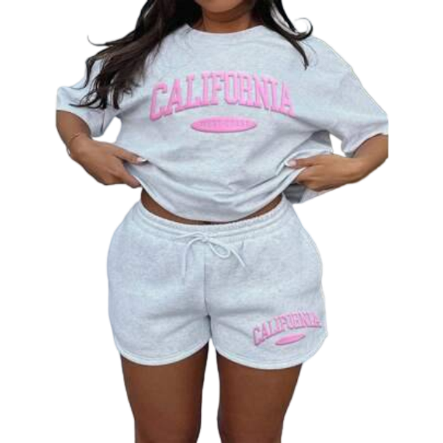 SHEIN 2pcs/Set Plus Size Women Casual Round Neck T-Shirt And Drawstring Pocket Shorts Co-Ord Set