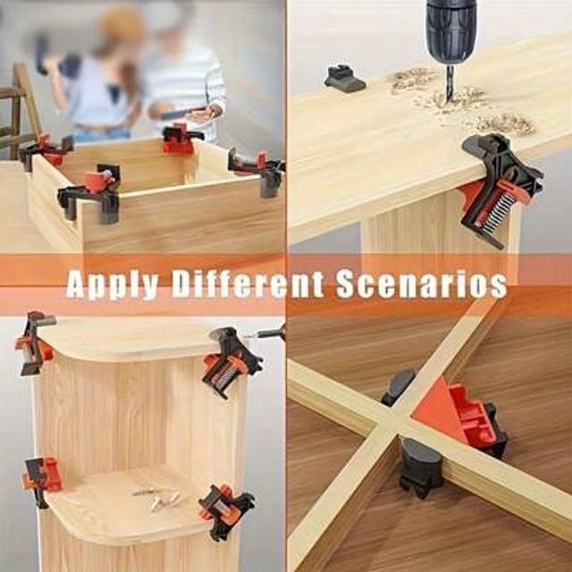 SHEIN 4pcs Adjustable Woodworking Corner Clamps 90 Degree Angle Clamps Clip Fixer Tool With Adjustable Hand Tools