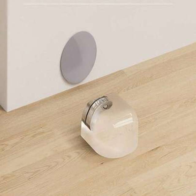 SHEIN 1pc Innovative Doorstop - Transparent Silicone With Metal Base, Quiet PU Material, Suitable For Home Use