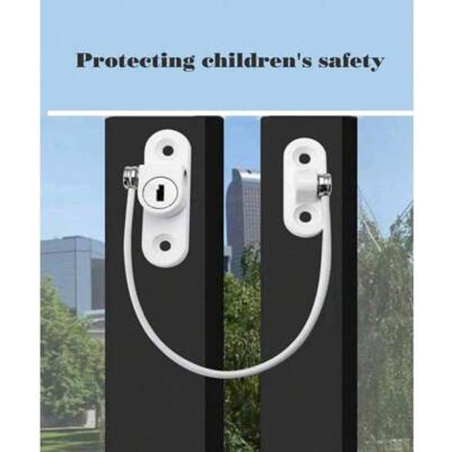 SHEIN 1pc Children Window Lock Safety Stopper High-Rise Fall Prevention Sliding Window Limiter Lock, Prevents Accidental Injury From Pets And Babies Opening
