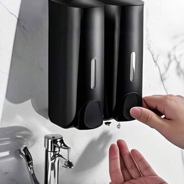 SHEIN 1PC Wall Mounted Press Type Soap Dispenser, 320ml Large Capacity, Black, Diy Combination, Suitable For Home, Hotel Use