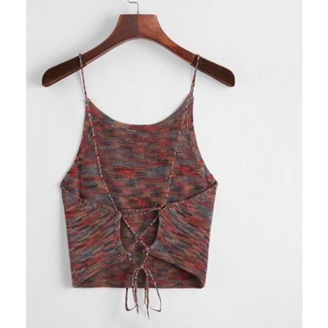 SHEIN Lace Up Backless Space Dye Knit Top