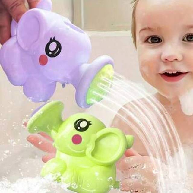 SHEIN 1pc Cartoon Elephant Shower Head For Baby Bath, Kids Bath Sprinkler Tub Toy, Interactive Water Sprayer