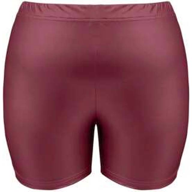 SHEIN Plus Size Women Summer Fashion Solid Color Leather Skinny Shorts