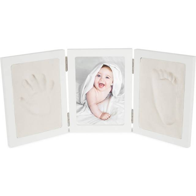 Bieco Set för gipsavtryck baby hand och fot | komplett babyavtrycksset med 3D-bildram av trä | Bilder set med ram för handavtryck baby | gibsavtrycksset händer | set med fotavtryck baby