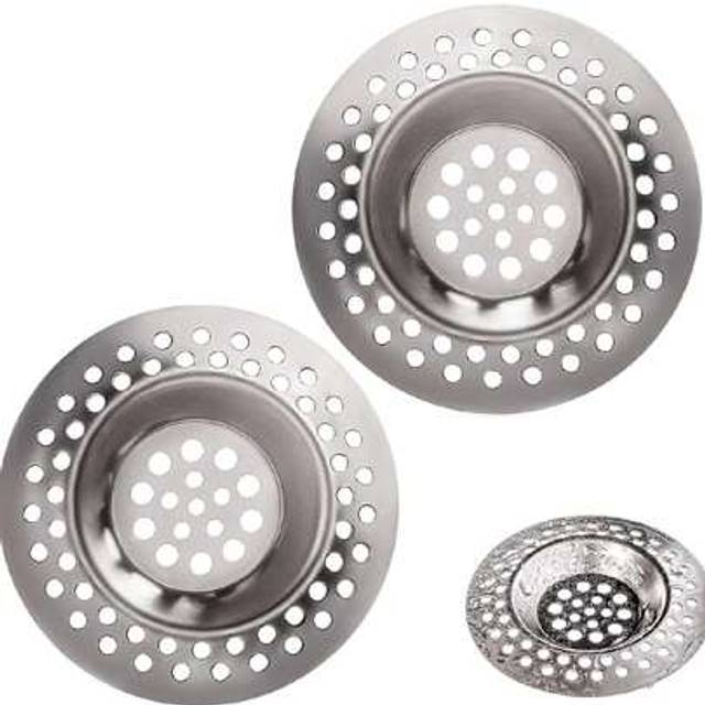 SHEIN 1pc/2pcs Stainless Steel Kitchen & Bathroom Sink Strainers - Hair Catcher Stopper, Shower Drain Filter Trap