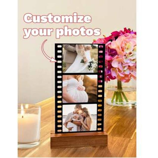 SHEIN Customized Family Photo Frame, Personalized Bottom Framed Desktop Ornament, Father&#39;s Day Gift, Mother&#39;s First Pregnancy Photo Commemorative Gift, Husb