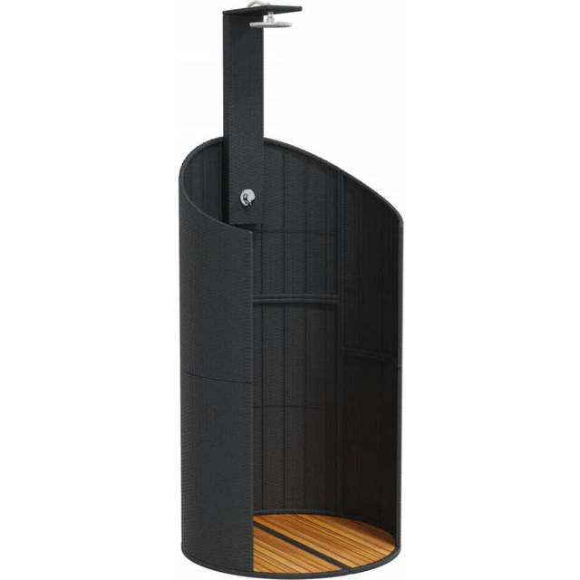 vidaXL Outdoor Shower Black 100x100x241.5 cm Poly Rattan and Acacia Wood