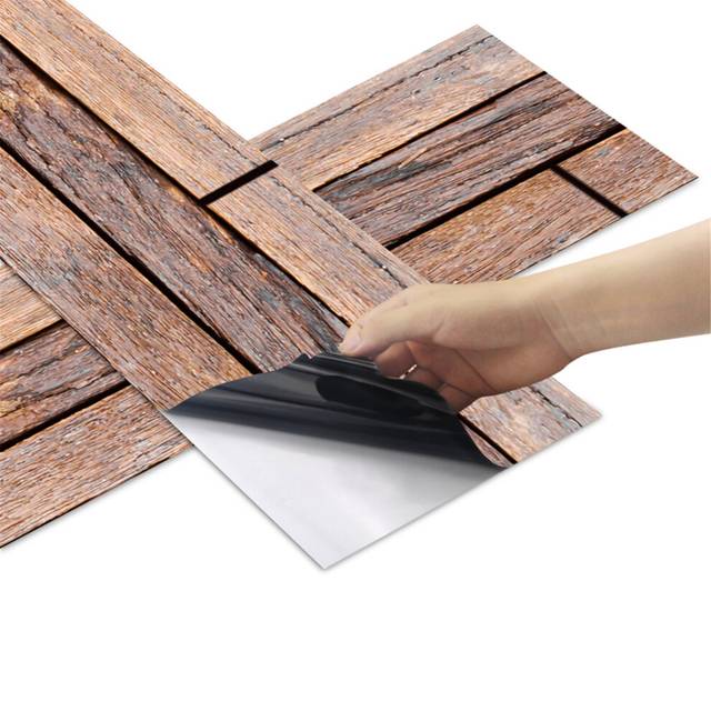 (I) Simple Wood Grain Tile Stickers for Kitchen Backsplash Bathroom Floor Countertop, Non-Slip Floor Sticker, 20 x 300 cm Roll