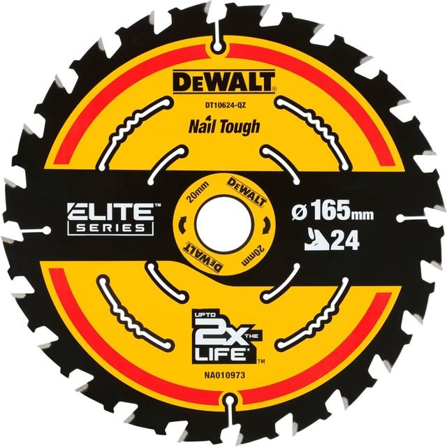 Dewalt dt10624 165mm x 20mm 24t tct dcs391 circular saw blade