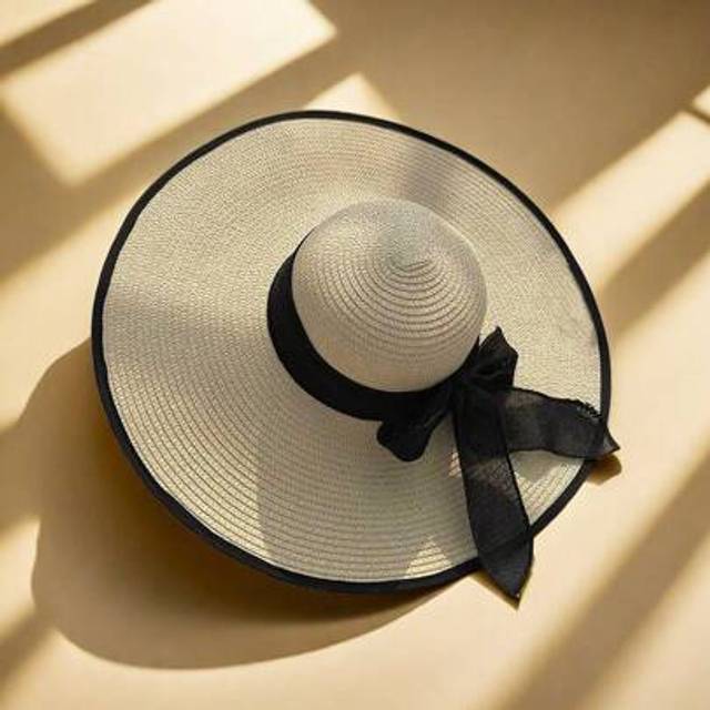 SHEIN 1pc Women&#39;s Summer Sun Shade Straw Beach Hat