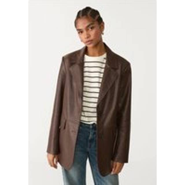 Stradivarius Faux leather blazer Brown M