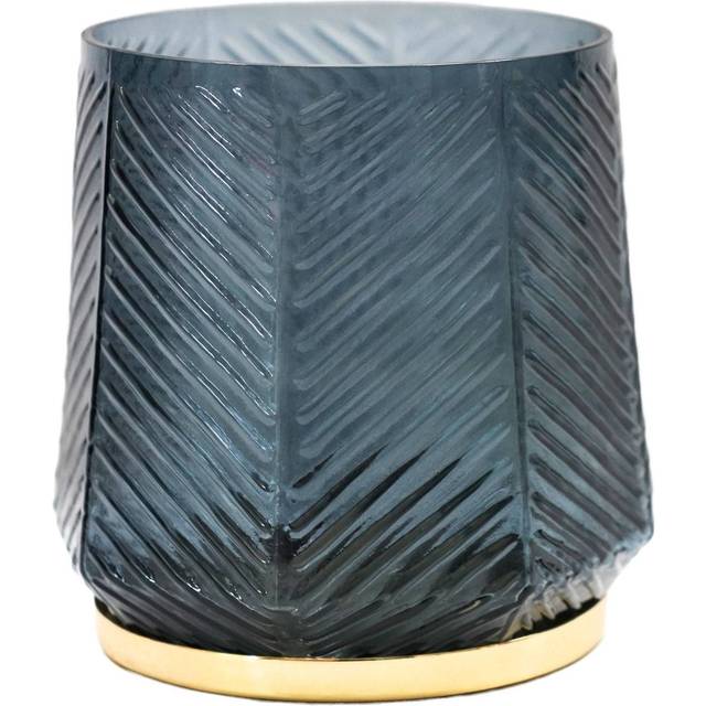 Elm Embossed Candle Holder Soft Blue H20cm - Pale Blue - One Size