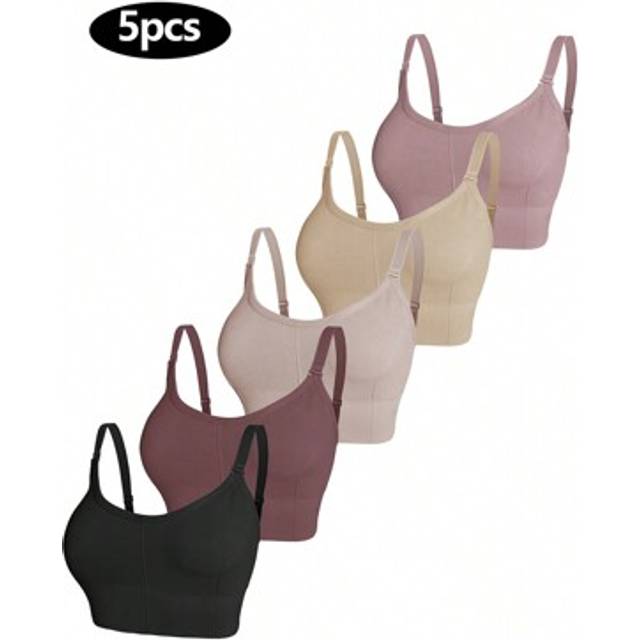 SHEIN 5pcs/Set Plus Size Wire-Free Bras