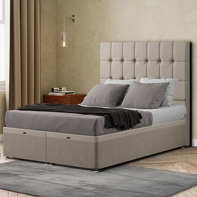 Portland Venezia Single Cream Malham Weave Ottoman Bed with Headboard