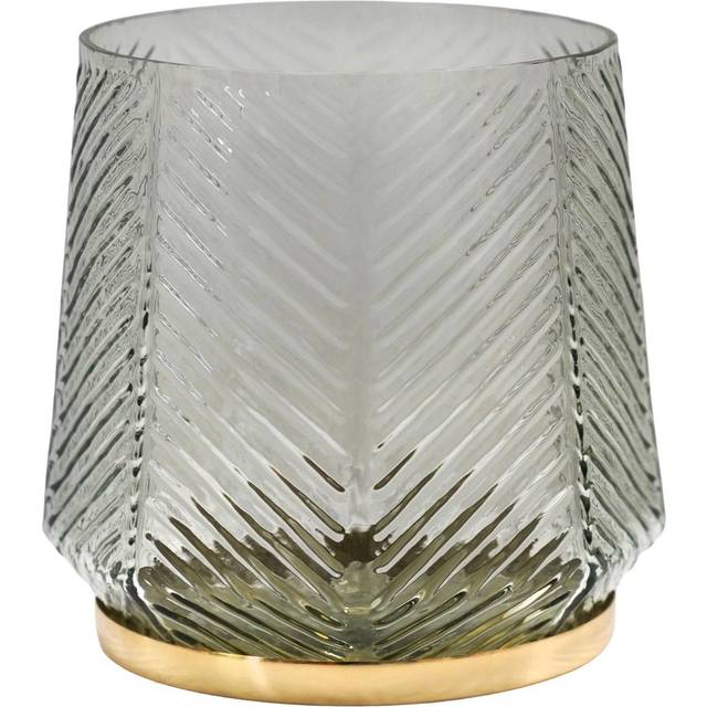 Elm Embossed Candle Holder Clear Grey H20cm - Pale Grey - One Size