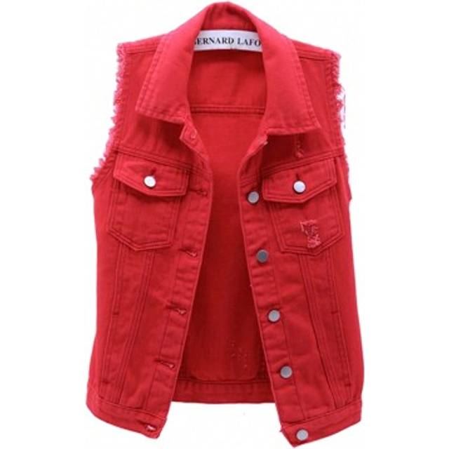 SHEIN Women&#39;s Jean Vest Classic Washed Denim Vest, Sleeveless Solid Color Button Down Jean Jacket