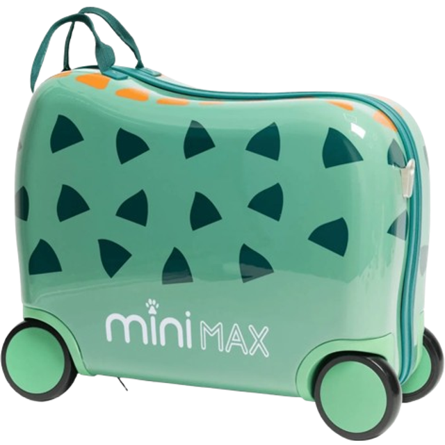 MiniMax 45x36x20cm Kids RideOn Childrens Rolling Hand Luggage Dinosaur - Green - Cabin