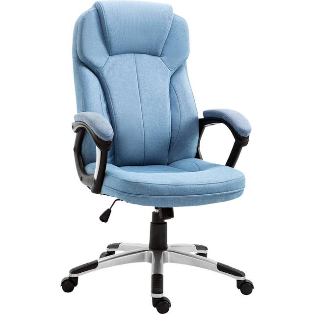 Vinsetto Linen Executive Office Chair Height Adjustable Swivel Chair - Blue | TJ Hughes