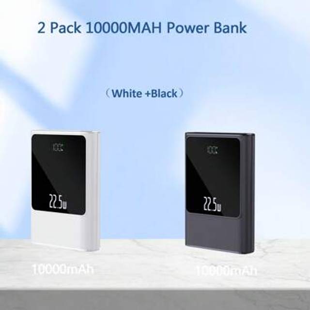 SHEIN 2 Pcs, 10000mAh Large Capacity Small Power Bank, Fast Charging 22.5W Mini USB C Portable Charger With Battery Pack Compact External Battery Bank, Comp