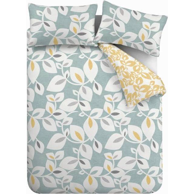 Catherine Lansfield Inga Leaf Duvet Cover Bedding Set Teal - Blue