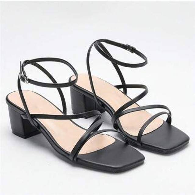 SHEIN Women&#39;s New Nude Strap Low Heel Sandals, Versatile Square Toe Sexy Strap Elegant Party Wearable Heels For Summer