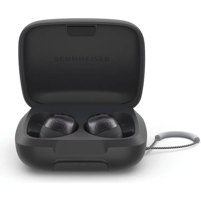 Sennheiser MOMENTUM Sport-hörsnäckor med fitness-spårare för tuning av sportljud och adaptiv ANC, säker passform, 24 timmars batteritid, fitness tracker för kroppsprestanda – Grafit