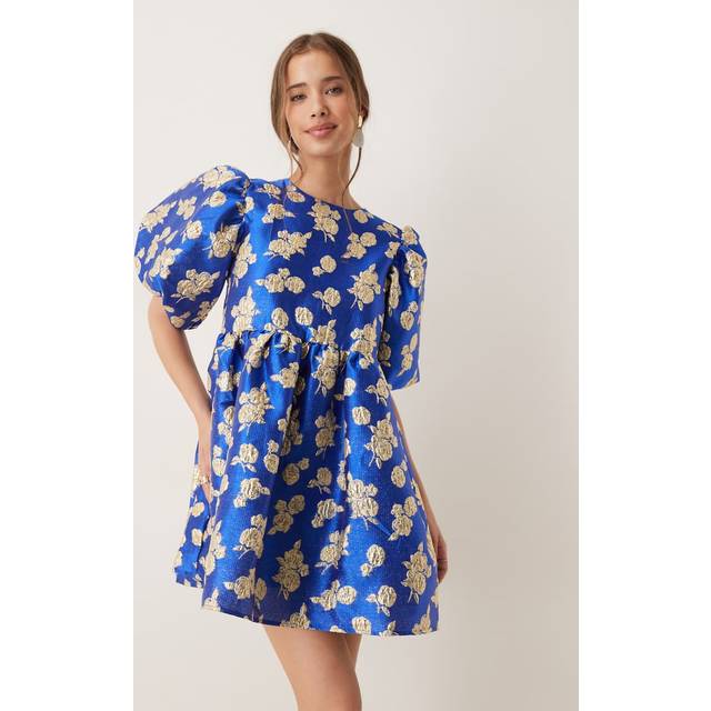 Sister Jane Floral Jacquard Mini Dress, Blue