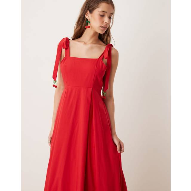 Sister Jane Car Beaded Cherries Maxi Dress, Red