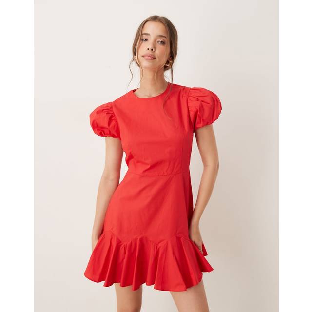 Sister Jane Ruffle Godet Hem Mini Dress, Red