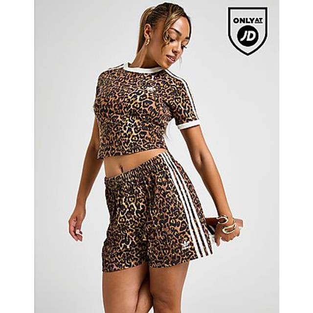 adidas Originals Leopard Firebird Shorts - Brown - Womens