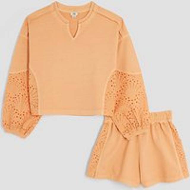 River Island Girls Orange Embroidered Runner Shorts Set - 7-8 Yrs