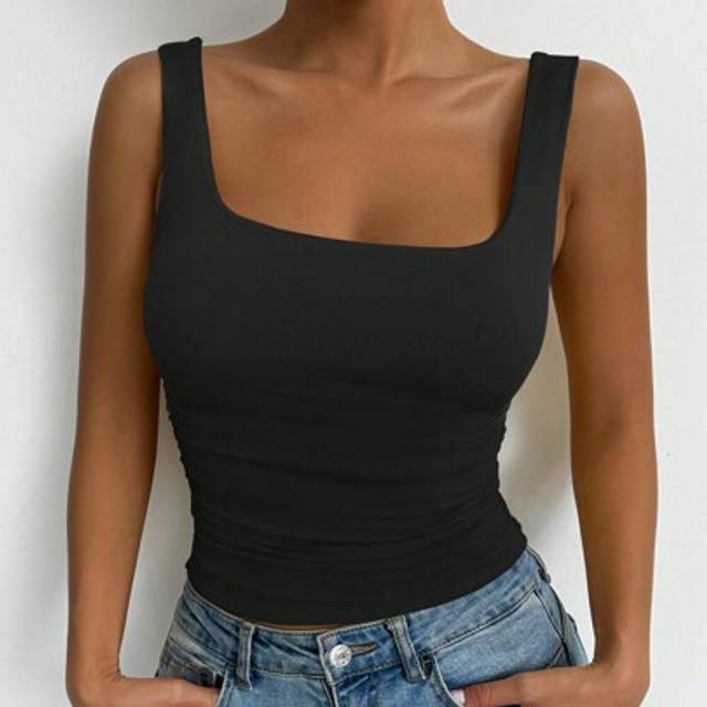 Chiquease Women&#39;s Solid Color Simple Daily Wear Square Neck Camisole Top, Summer