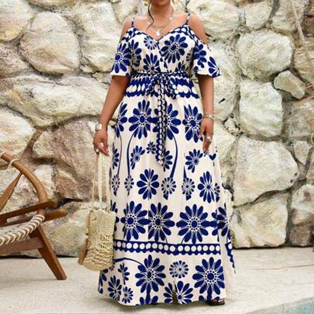 SHEIN Spring And Summer Elegant Commuting Office Casual Boho Casual Outing Colorful Knitted Spaghetti Strap Ball Gown Belted Cami Dress Long Short Sleeve Pl