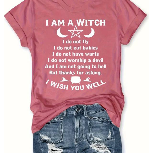 TEMU Women's Plus Size -themed T-shirt - "i " Humorous Quote With & Bats Design, Black Casual Loose Fit, Casual Attire, Plus Size Tshirts, For Halloween