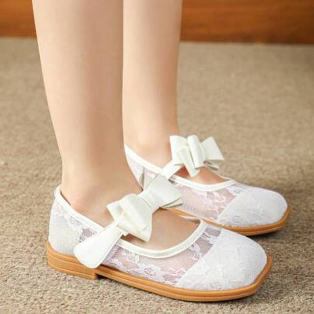 SHEIN Toddler Girl White Flat Shoes, Children Ballet Flats, Girls Closed Toe Sandals For Summer