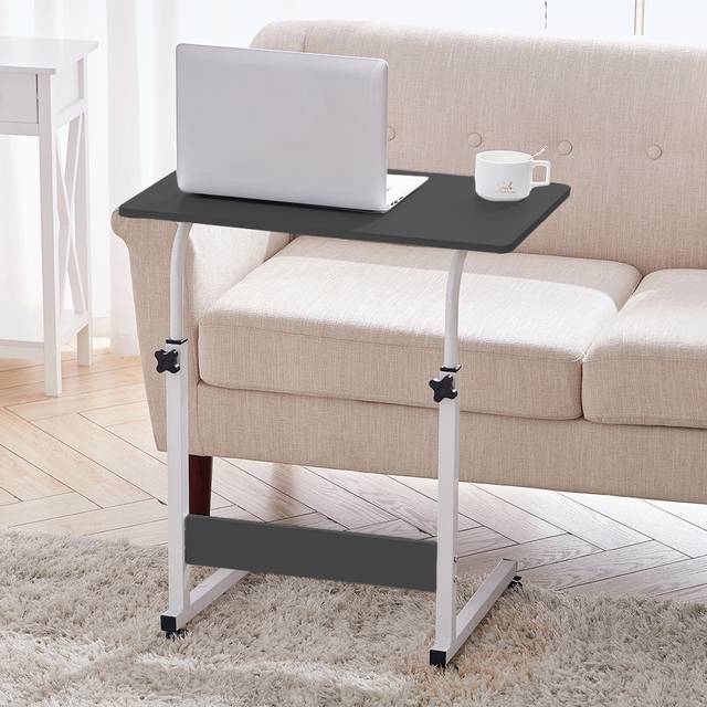 TEMU Space-saving Laptop Desk - Overbed/sofa Desk With Removable Tray, Height Adjustable, Lightweight & Sturdy, 60x40x70-80cm, Black