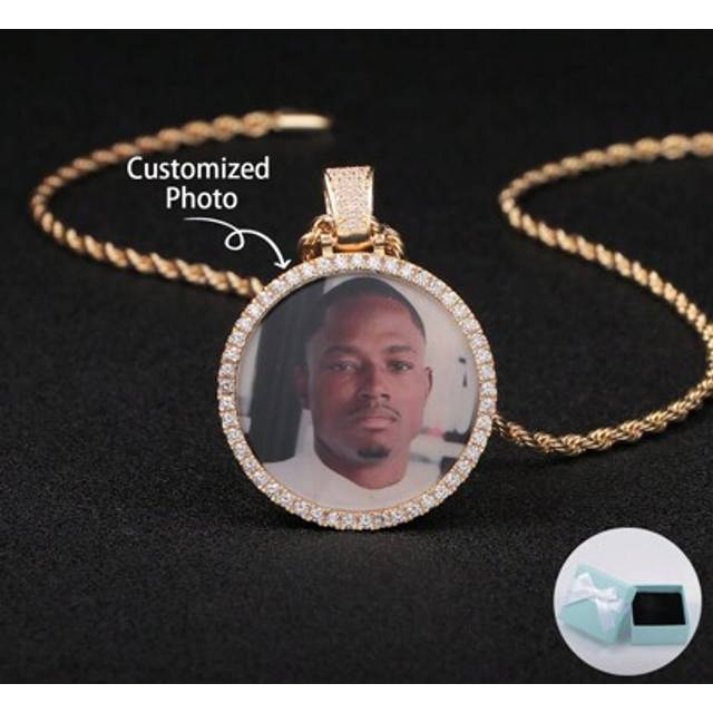 SHEIN Customized Personalized Round Inlaid Colorful Photo Necklace, Mother&#39;s Day, Valentine&#39;s Day, Birthday, Anniversary, Graduation, Christmas, Family High
