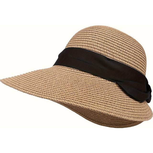 TEMU Toderoy Women's Elegant Straw Sun Hat With Bowknot - Wide Brim, , Lightweight & Packable For Spring/summer Outdoor Activities, Beach, And Casual Wear