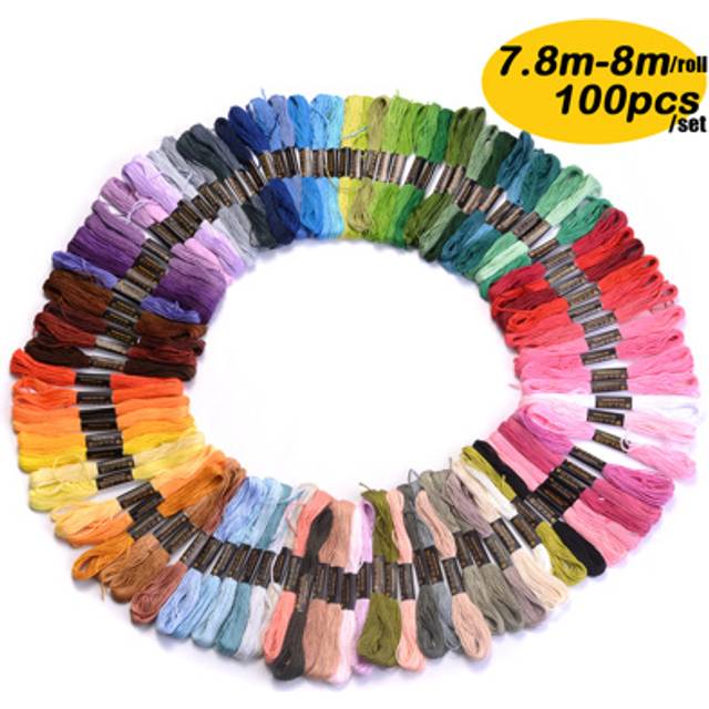 SHEIN Rainbow Color Embroidery Floss 100 Skeins Pack for Cross Stitch Threads Embroidery Thread for Friendship Bracelet Making Embroidery String for Craft