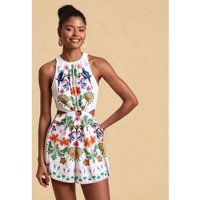 Travachic Women&#39;s Woven Printed Off-Shoulder Backless Jumpsuit, Summer Vacation,Vacation Style,Woven Graphic Printed,Casaul Summer Vacation Outfits Woman,Bohemi