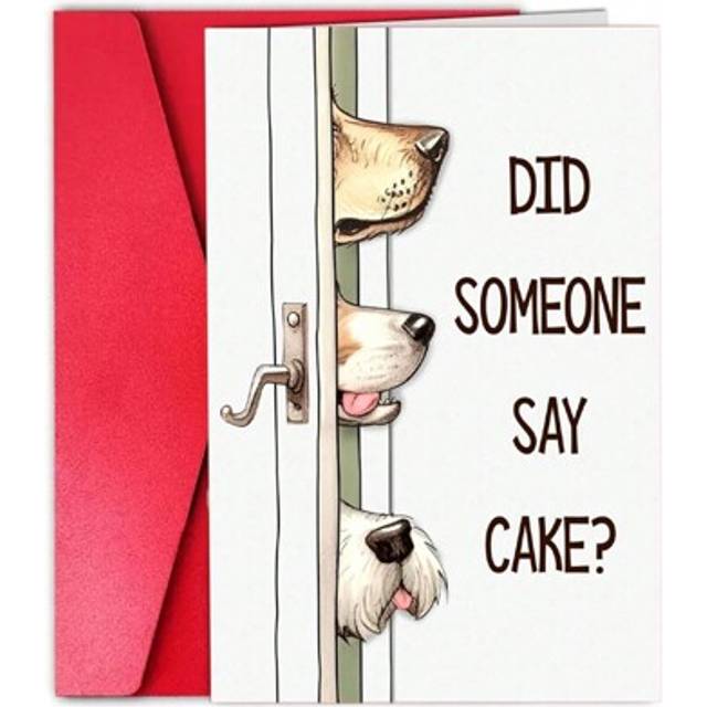 SHEIN 1Pc,Cute Dog Birthday Cake Card For Woman Men, Happy Birthday Card From Dog, Birthday Cards Funny For Dog Lovers, Humor Dog Bady Greeting Card - 4.92